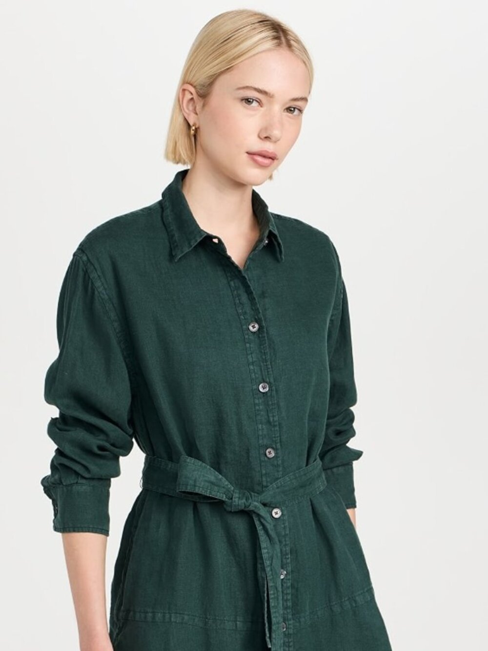 Alex Mill Lili Shirt Dress In Linen, Size Small, Color: Pine Grove